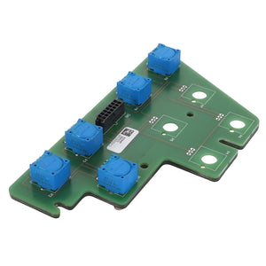 The AGCO Control Unit - Acp0422660 features a green circuit board with six blue square components and a black connector mounted on it.