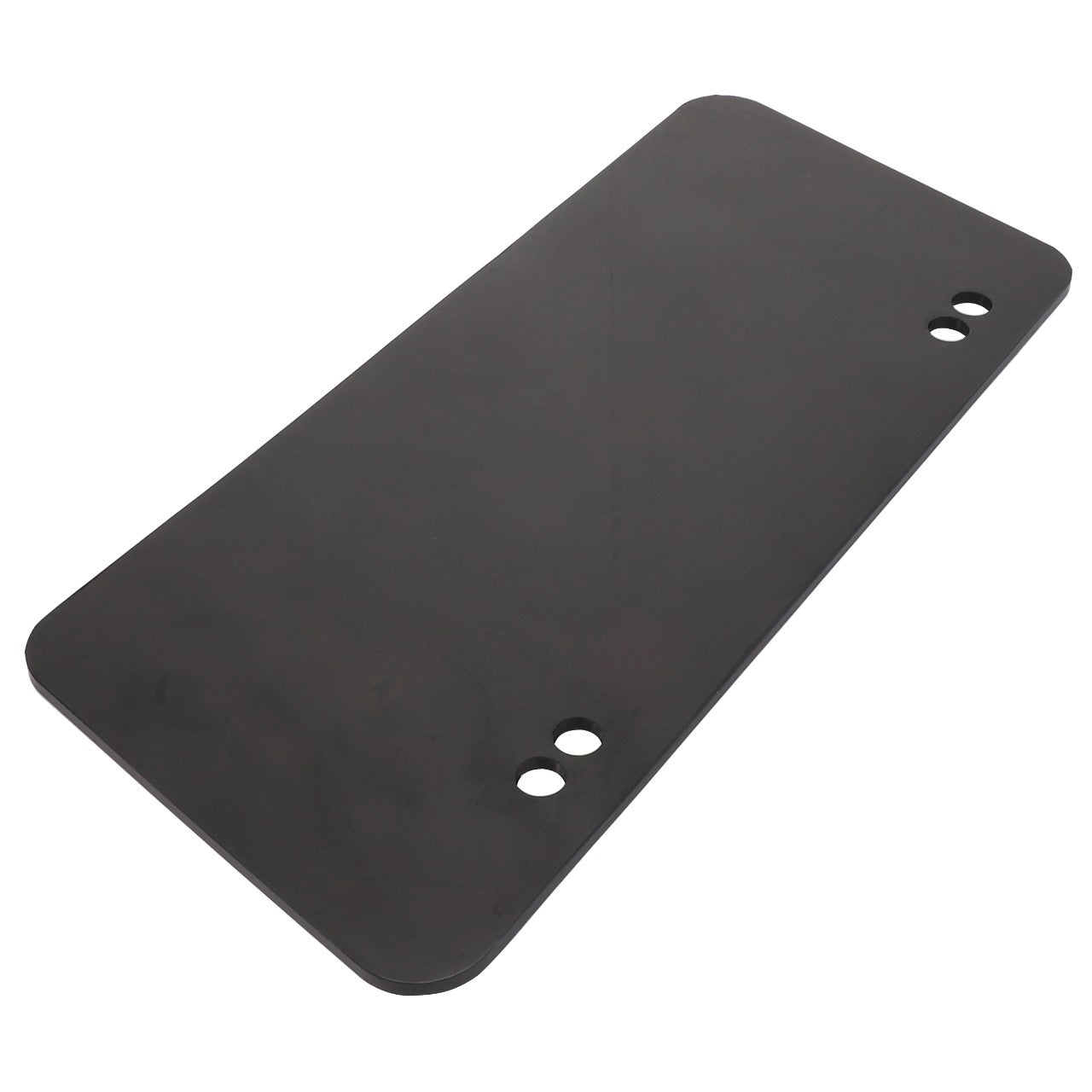 The AGCO | Bib - Acw0131330 from AGCO is a rectangular black rubber mat featuring rounded corners and two pairs of circular holes near each end. No current product description is available for this product.