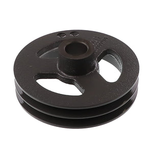 The AGCO | Sheave - Acx0086280 is a black, round metal pulley with three spokes and two grooves for belts.