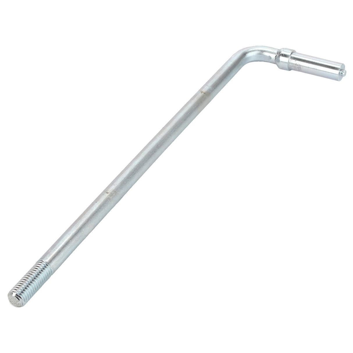 The AGCO | LEVER - D28250327 is a metal L-shaped rod featuring a threaded end and a smooth, slightly tapered opposite end. No further product description information is available currently.