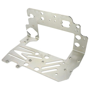 A metal bracket with multiple holes and slotted cutouts, designed for mounting or supporting components on Massey Ferguson models, known as the AGCO | Support - 4304814M1 by AGCO.