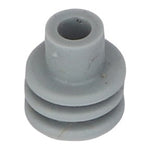 The AGCO SEALING PLUG - AG515765 is a small, gray plastic piece featuring a cylindrical top and three circular ridges below it. No current product description information available further elaborates on its specifications.