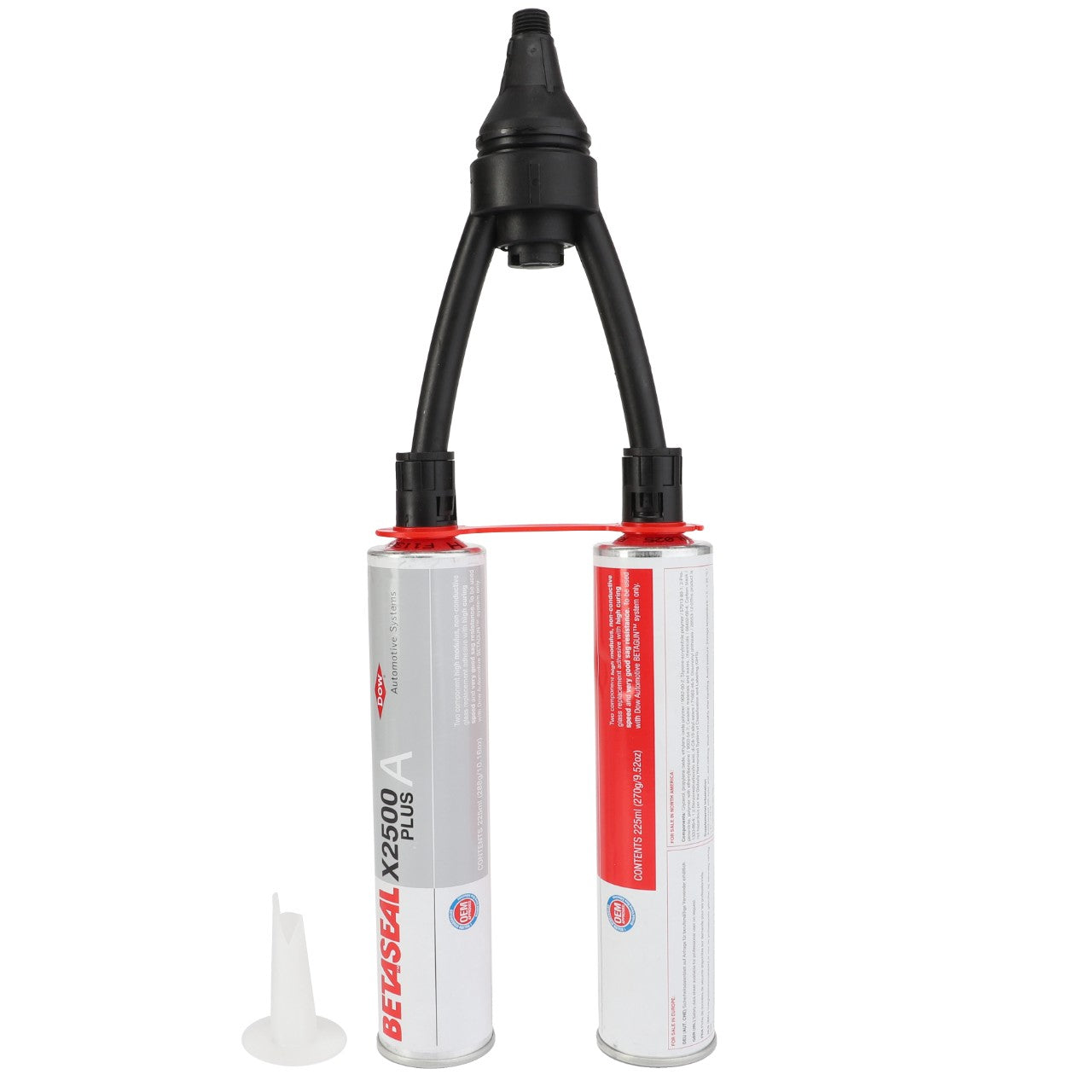 AGCO ADHESIVE - D08600105, a dual cartridge caulking gun that comes with two attached tubes and a nozzle. Additional product description information is not currently available in the database.