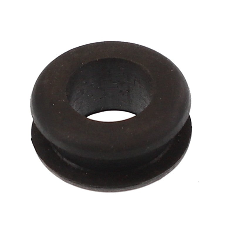 The AGCO | GROMMET - AG718292 from the brand AGCO is a black rubber grommet featuring a central hole and raised edges. Current product description information is not available.