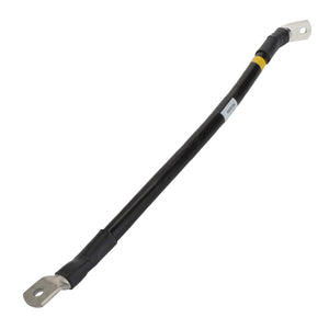 The AGCO Negative Cable - Acw355135C is a black electrical cable with metal connectors at both ends, one of which is marked with a yellow band. No current product description information is available.