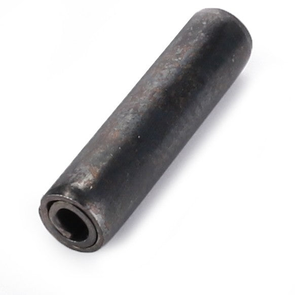 A cylindrical metal pin with a hollow center, slightly rusted and lying on a white background, reminiscent of the robust AGCO components found in 4WD tractors like the Massey Ferguson models.