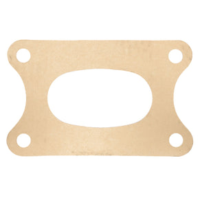 The AGCO Joint - 180481M1, a rectangular gasket with rounded edges, an oval-shaped middle opening, and four circular holes at each corner is ideal for use in Valtra machinery.