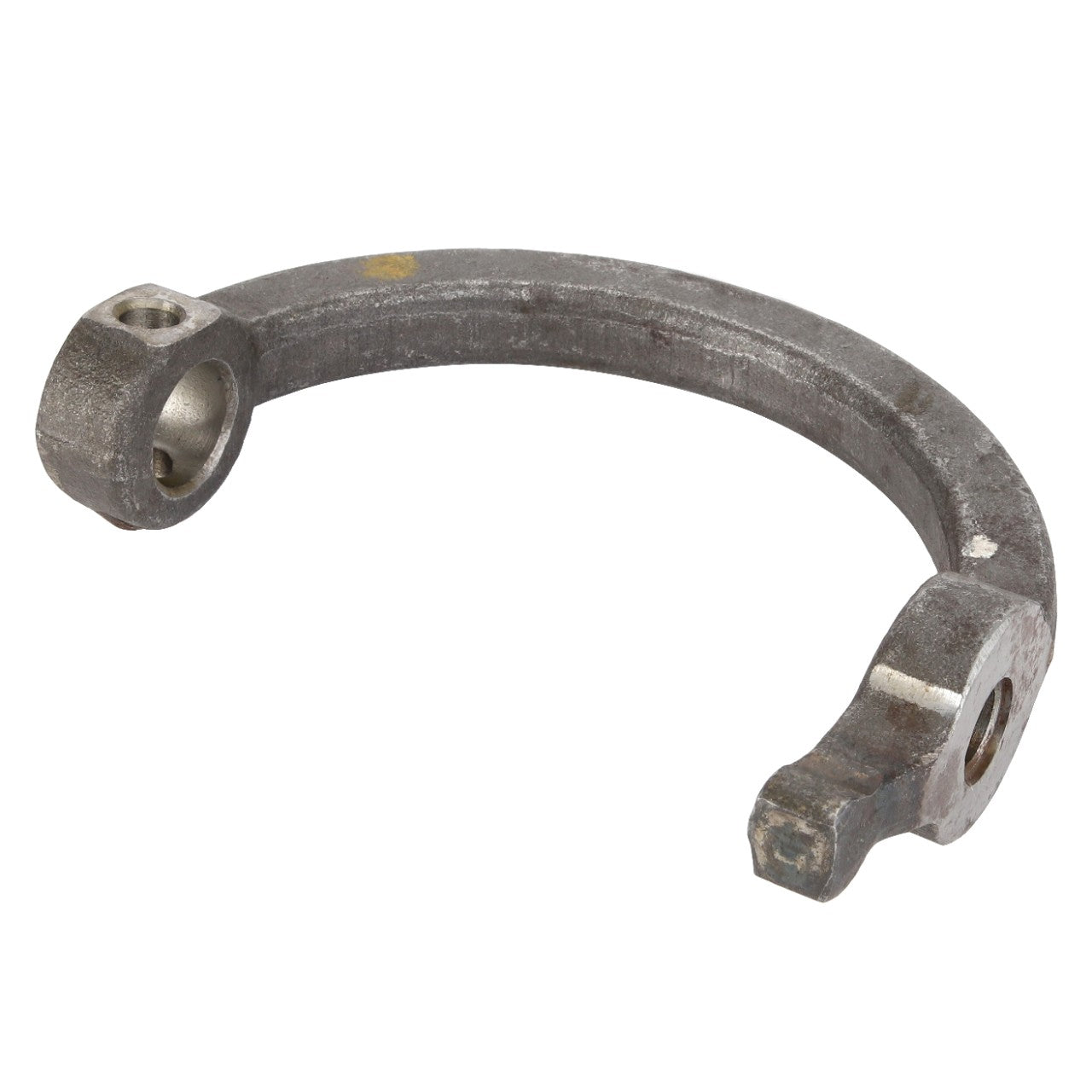 The AGCO | Lever - Acp0362740, by AGCO, is a curved metal component featuring holes at both ends. This specific piece shows signs of corrosion and wear. No current product description is available.