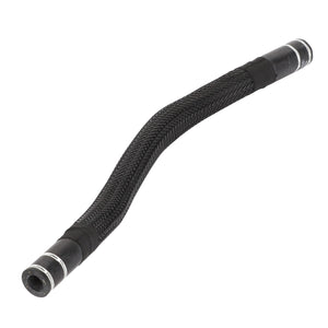 A black, flexible, braided hose with cylindrical connectors at both ends, slightly bent in the middle. Product name: AGCO | Hose - Acw119454A by AGCO.