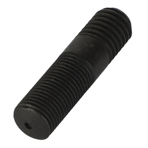 Close-up of the AGCO | Stud Bolt - 377618X1 from AGCO, a black double-ended threaded bolt commonly used in Massey Ferguson 4WD MF models, featuring threads on both ends and a smooth section in the middle.