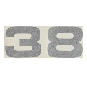 The image displays the number "38" printed in grey on a white background, which matches the AGCO product named DECAL - D49100128.