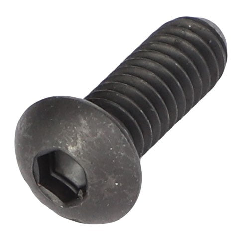 An AGCO black button head screw (Model: AG515457) with a threaded body and a round head lies against a white background.