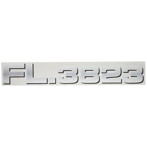 Silver alphanumeric AGCO decal, model number Acp0298610, displaying "FL.3823" against a plain white background, showcasing its simplicity and elegance.