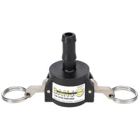 A black AGCO coupler with metal rings on each side, labeled "AGCO" and "Coupler - AG000816." Have questions before ordering? Feel free to contact support for more details.