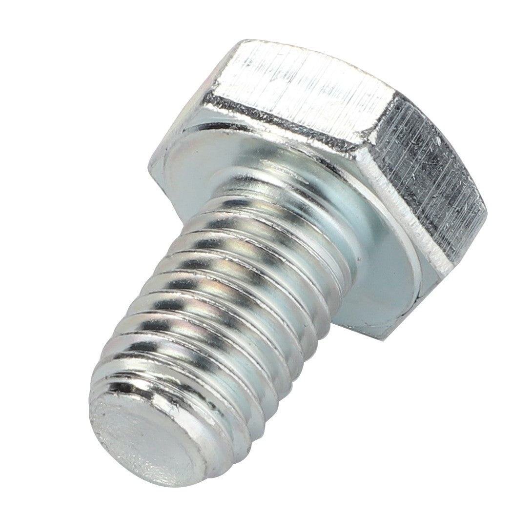 A close-up of the AGCO | HEXAGONAL HEAD BOLT - 0901-21-04-00, featuring a silver hex bolt with metric threads and a flat, hexagonal head. Please note, no current product description information is available.