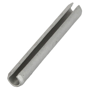 Close-up of the **AGCO | Roll Pin - Fel107441**, a cylindrical, metallic pin with an open seam running along its length, shown on a white background.