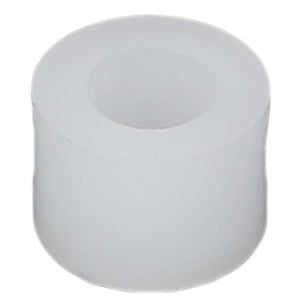 The AGCO INSERT SPACER - AG609777 by AGCO is a small, cylindrical, white plastic spacer with a central hole that showcases simplicity and functionality.