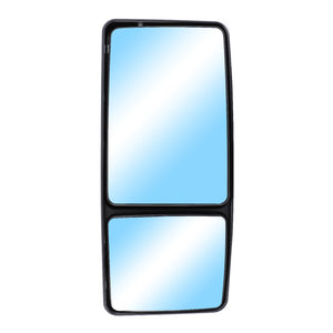 A rectangular rearview mirror with two sections, displaying a blue sky reflection, features the AGCO Mirror Head, Right Side, Electric Control - G931812153031 for superior clarity.