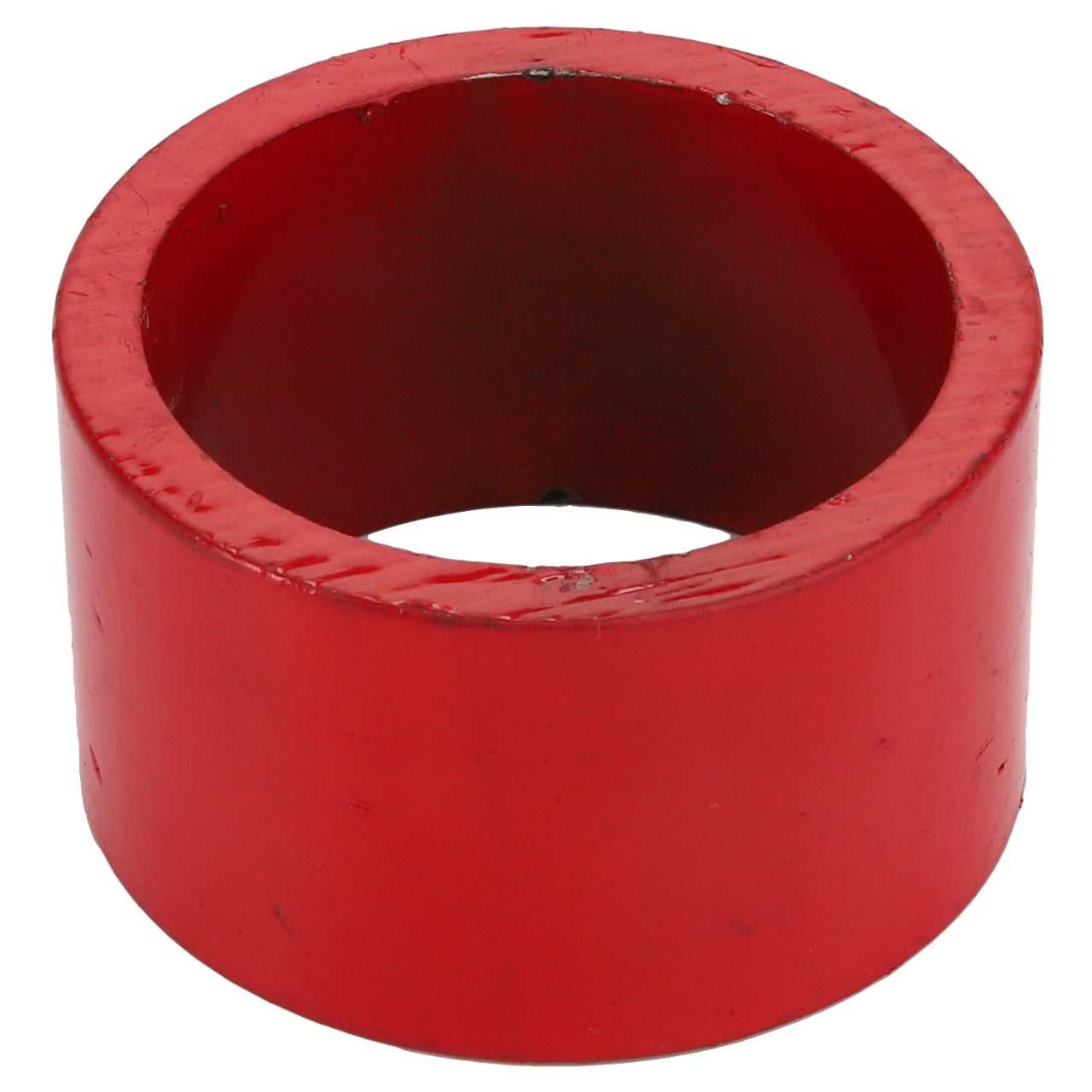 No current product description is available, but the image shows an AGCO Spacer - Acp0003170 from the AGCO brand, which appears to be a red, cylindrical metal ring with a smooth surface and a hollow center, viewed from an angle.