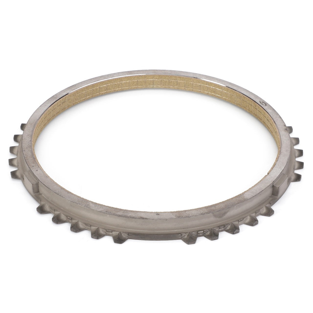 A metallic AGCO Synchro Ring (3771363M1) with teeth on the outer edge and a smooth inner surface, commonly found in Massey Ferguson models. The inner part has a lighter color, indicating a different material or coating.