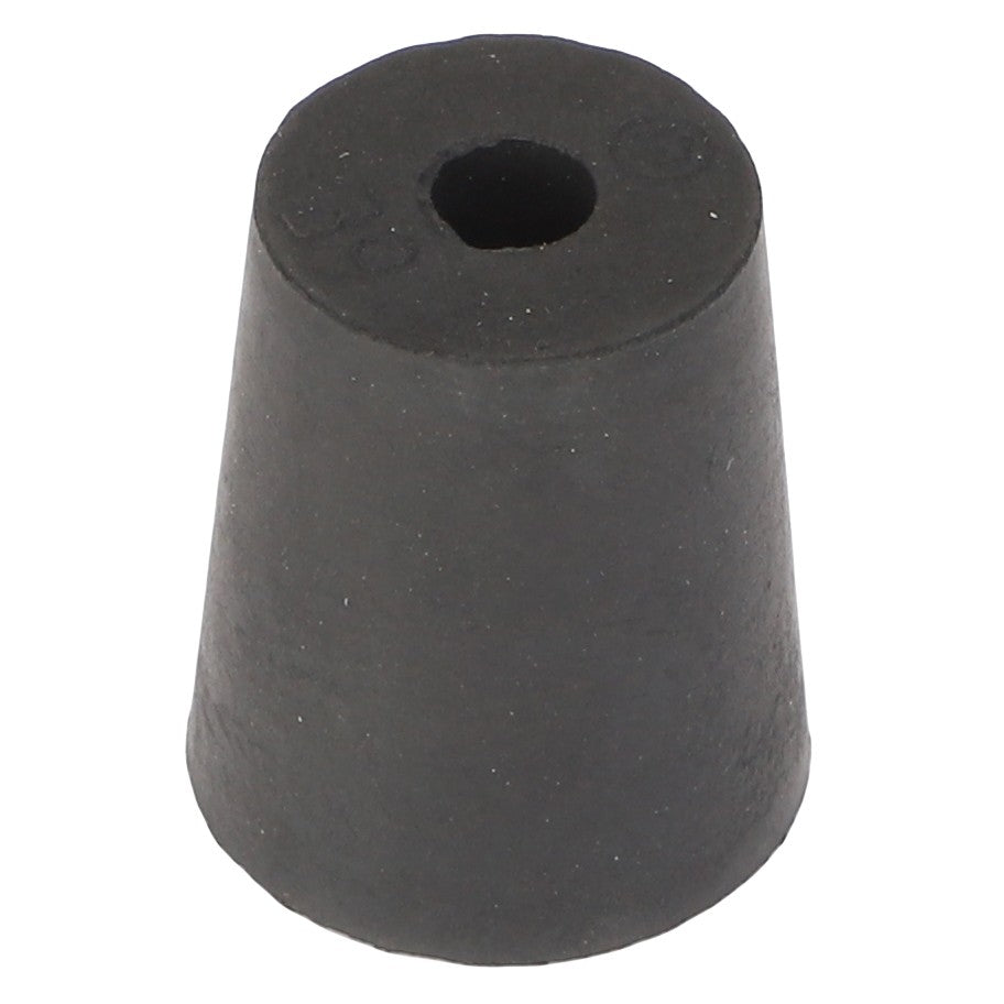 The AGCO | RUBBER STOPPER - CH7G-4332 by AGCO is a black rubber stopper featuring a central hole and shaped like a truncated cone. No current product description information is available.