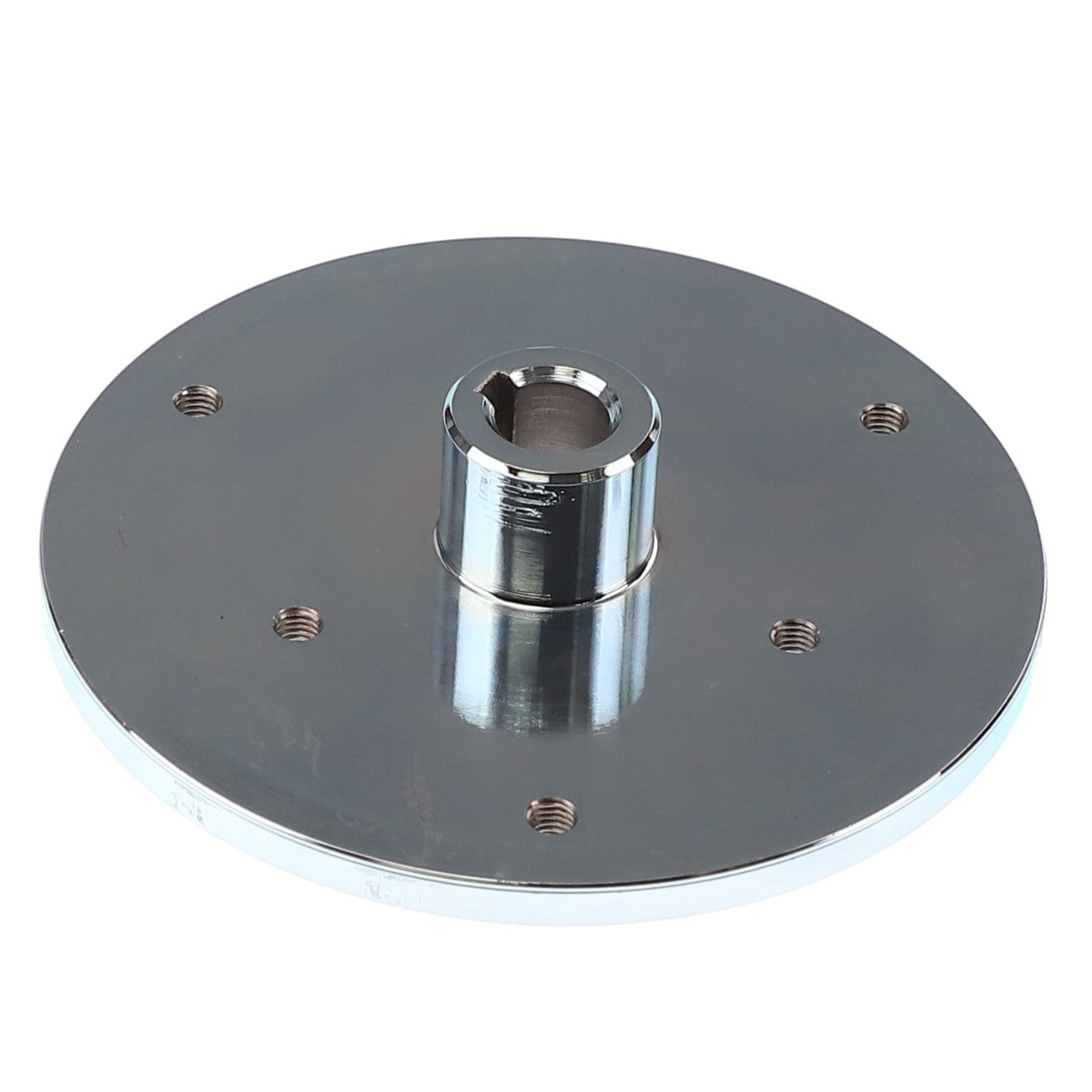 The AGCO | HUB - D49070008 is a round, metallic component featuring a central cylindrical protrusion and multiple small holes surrounding it. Please note that no current product description information is available.