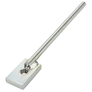 The AGCO | Tie Rod - La301865550 by AGCO features a metal threaded rod welded to a rectangular metal base with a central threaded hole.