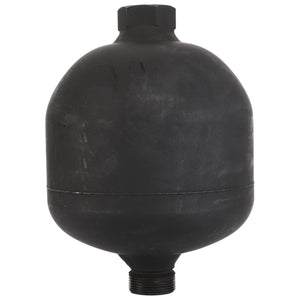 A black, cylindrical pressure tank with threaded fittings at the top and bottom sits against a plain white background, reminiscent of the robust engineering found in AGCO's Battery - S0492317.