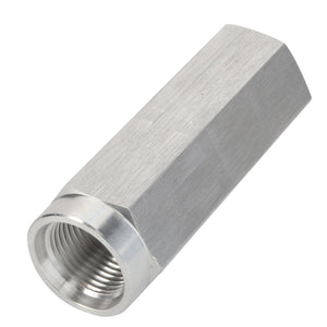 A close-up of the AGCO Check Valve - Acp0058370 featuring a metallic hex coupling nut with internal threading and a smooth finish. Further product information is unavailable.