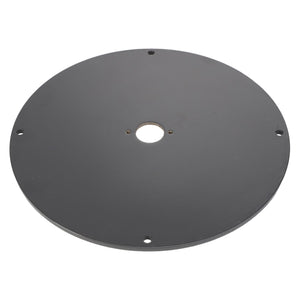 No existing product description encapsulates the straightforward design of the AGCO | Kingpin Plate - Acw4243500 by AGCO, a round black metal plate featuring a central hole and four smaller holes evenly spaced near the edges.