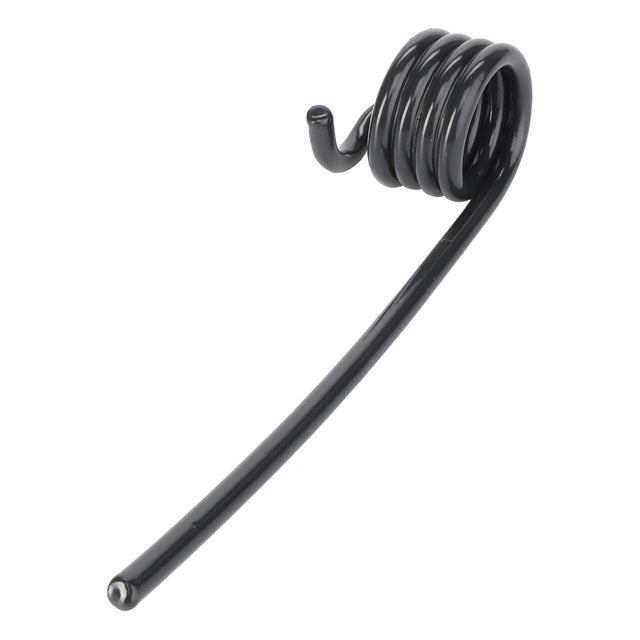 The AGCO | Spring Tine, Pick-Up - Lm02049218 by AGCO is a black coiled metal rod with a straight extended end, designed for higher yield.