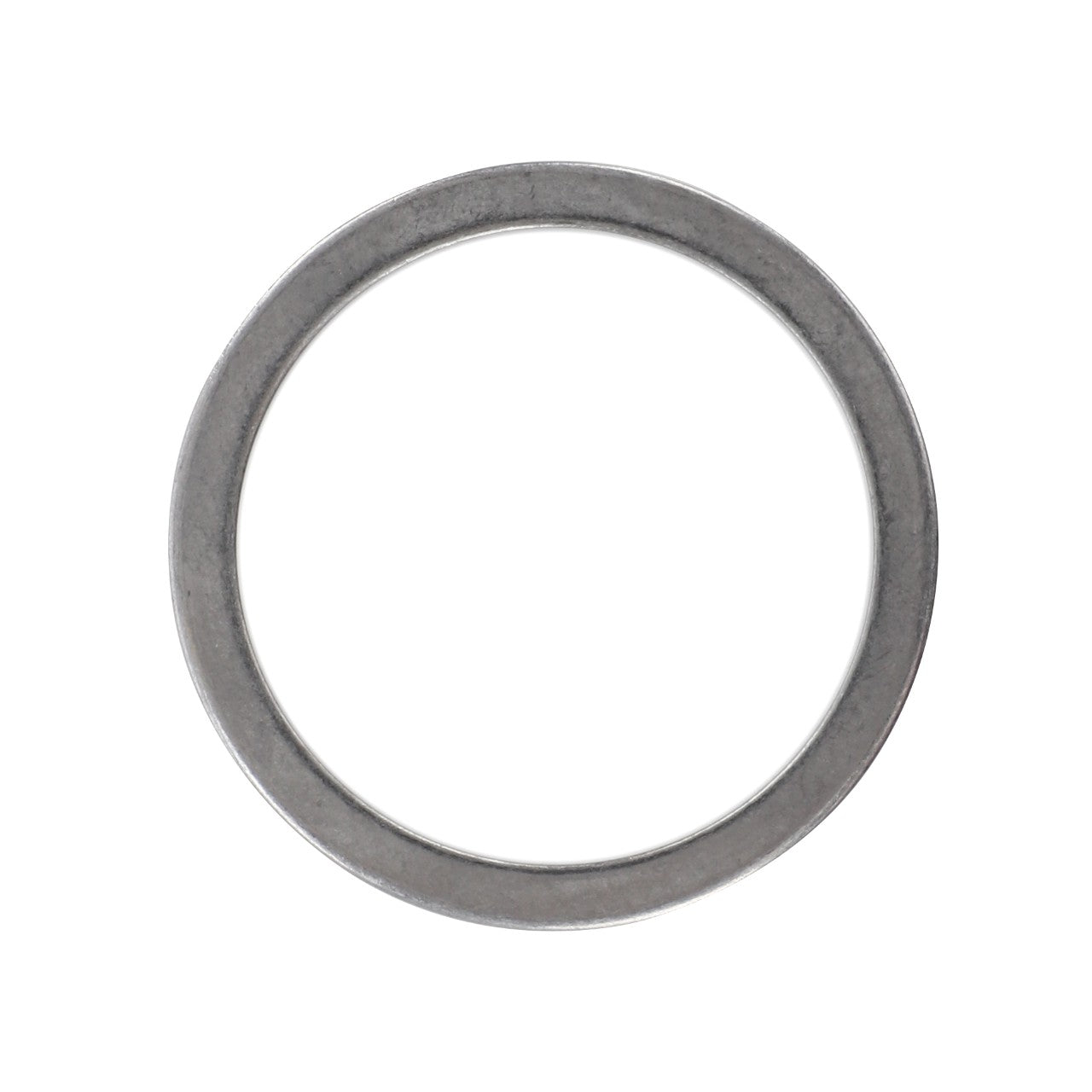 A circular metal washer, AGCO | SHIM - D41654900 from the brand AGCO, featuring a smooth, flat surface and a precisely cut central hole.