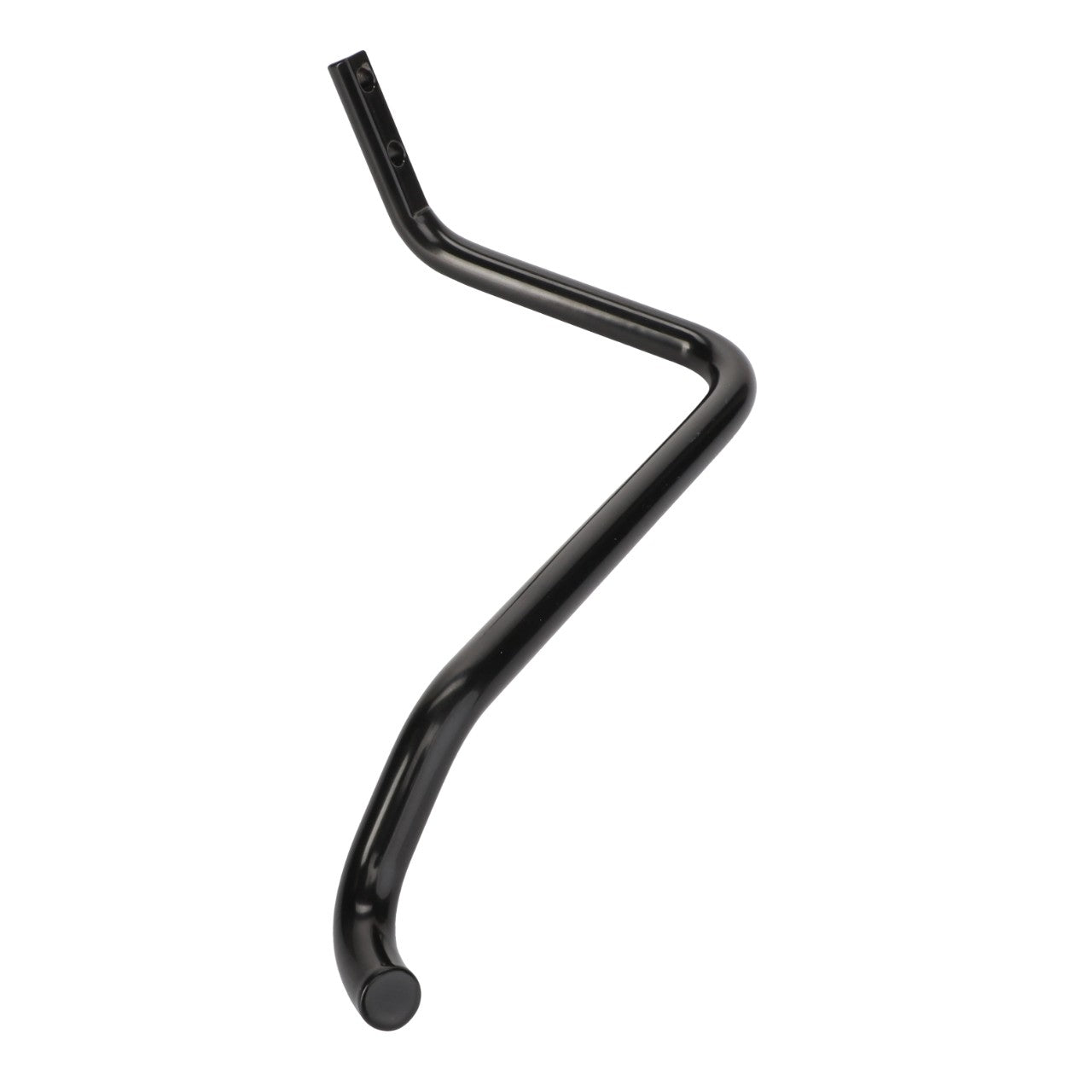 AGCO | Lever - Acp0671940, a black S-shaped metal pipe featuring a slight curve at one end and a capped top.