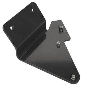 Introducing the AGCO | Bracket - Acw2232490 by AGCO: a black metal bracket featuring a flat rectangular section with two holes, along with an intricate triangular section adorned with three protruding bolts.