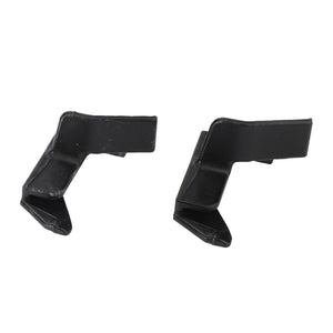 Two black metal brackets, named AGCO | Deflector - Acw1443350 by AGCO, are shown against a white background. They feature an angular design and appear to be used for mounting or support purposes. Currently, no product description information is available.