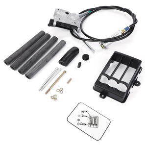 Introducing the AGCO | Lever Kit - Acw1235740 by AGCO: A comprehensive assembly kit that includes durable throttle cables, robust rubber hoses, secure screws, nuts, a sturdy mounting bracket, and an easy-to-follow instructional diagram.