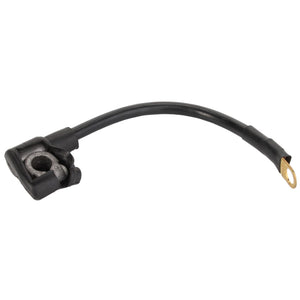 AGCO Cable - Acp0209510 is a black automotive battery terminal cable featuring an attached connector on one end and a loop terminal on the other.