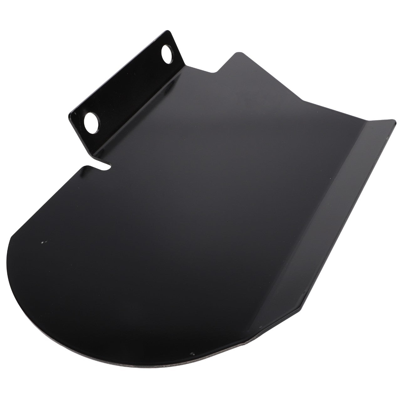 The AGCO | SHIELD - SN19211 is a black, flat metal bracket featuring two mounting holes and a curved bottom edge. For ordering questions, please contact our support team.