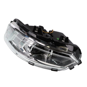 An angled view of an AGCO | Left Hand Light - Acx2430790 car headlight assembly, featuring a clear and black design with wiring. No current product description information available.