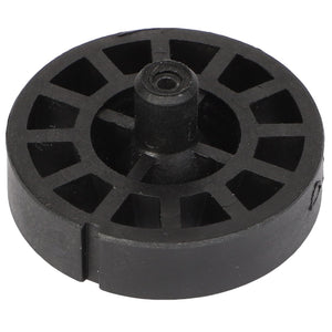 A black, circular plastic component featuring radial spokes and a central cylindrical hub, called the AGCO | HUB - AG722268 by AGCO.