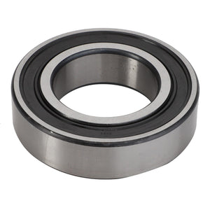 The AGCO Bearing - La28042370 by AGCO is depicted in this close-up image, showcasing its cylindrical structure with a metal outer ring, black inner seal, and circular inner ring, all set against a white background.