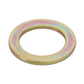 Product Description: The AGCO | WASHER - D20400438 is a single, flat, circular metal washer featuring a central hole and a slightly iridescent finish. No additional product description information is currently available.