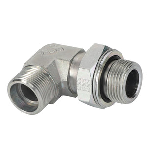 The AGCO Elbow - Acp0326440 is a metal pipe fitting with threaded ends, designed with a 90-degree angle and equipped with a union nut for secure attachment. No current product description is available for this specific item.