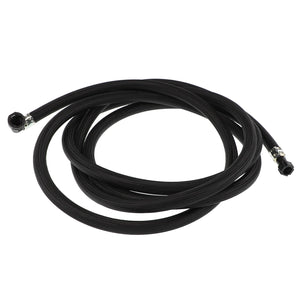 Unfortunately, no current product description information is available for the AGCO Fuel Hose - Acw1611510, a coiled black rubber hose with metal connectors on both ends, suitable for various utility purposes.