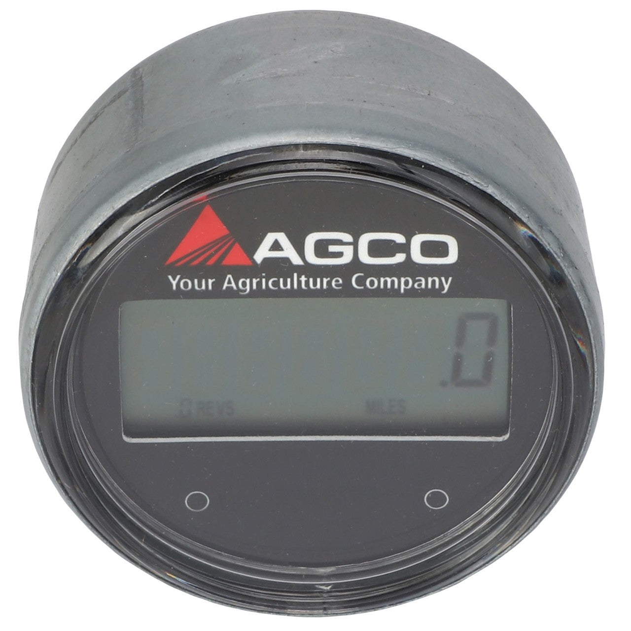 The AGCO | Electronic Box - Acw8501000 features a circular digital display gauge with a black bezel and clear screen, showcasing the number 0. The AGCO logo and "Your Agriculture Company" text are prominently displayed at the top, maintaining clarity and simplicity without any additional keywords in the product description.