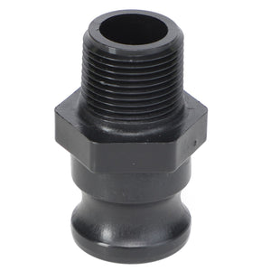 The AGCO Adapter Fitting - Ag006671 is a black plastic male threaded adapter fitting that features a hexagonal nut section and a ridged end. Currently, there is no detailed product description available.