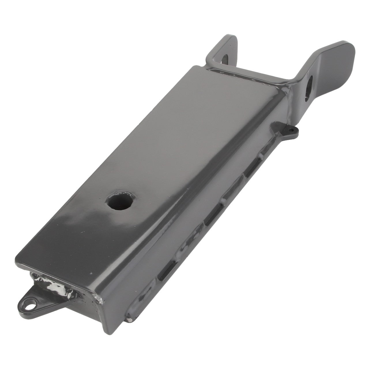 A gray metal automotive part featuring a flat rectangular body, a central hole, and two protruding arms on either end is the AGCO Bracket - Acw4962220.