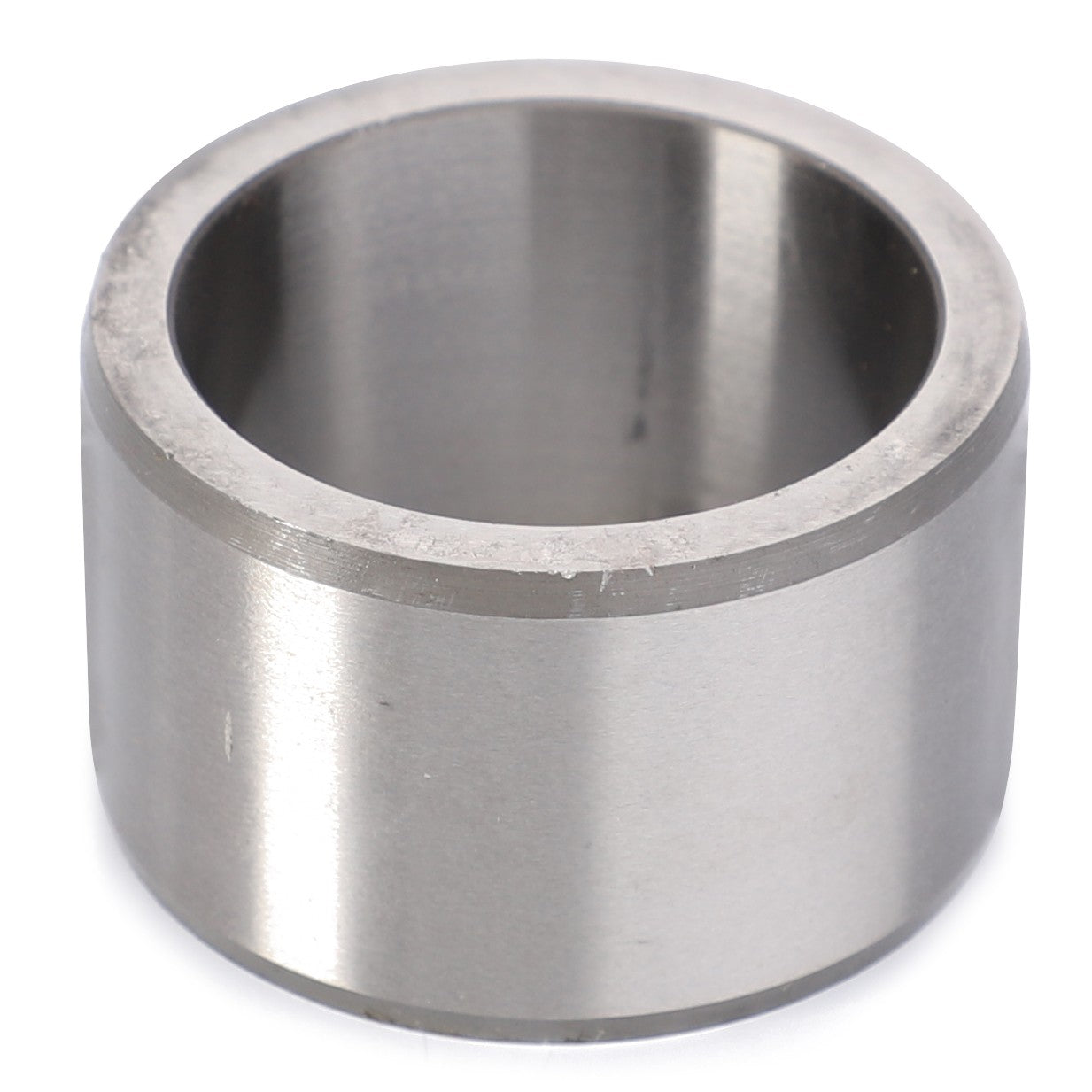 A cylindrical metal ring with a smooth surface and an open center, reminiscent of the precision found in AGCO's Inner Race - Fel163061 model.