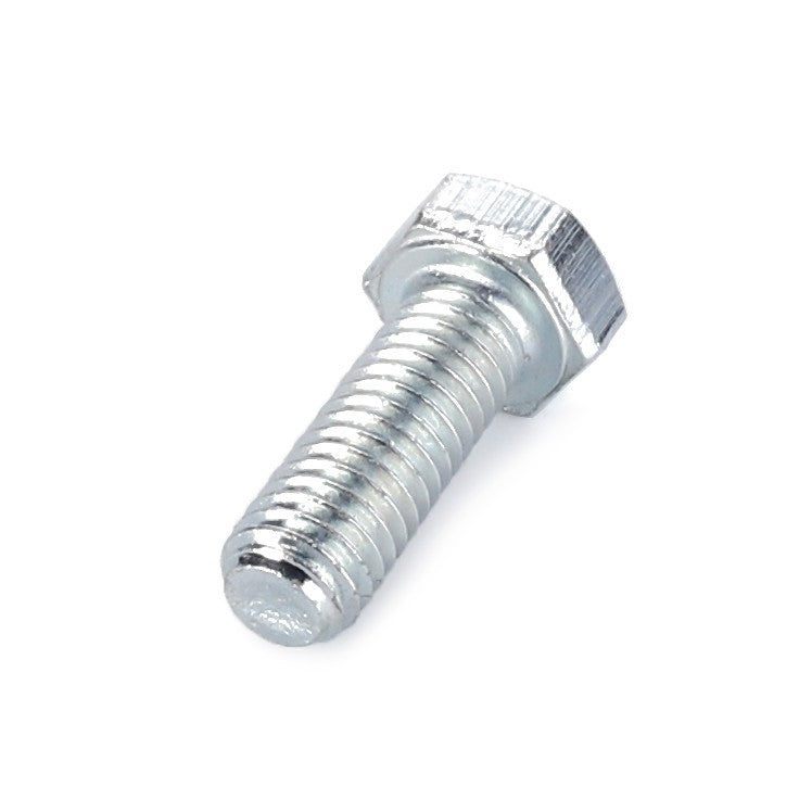 Close-up of the AGCO | SCREW - LA10977721, a silver metal hex bolt with a threaded shaft, shown on a white background.