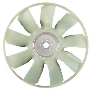 The AGCO | COOLING FAN - AG124726, a light green plastic axial fan with eight blades and a central metallic hub, ensures reliable performance. This fan is an essential component for the cooling system, exemplifying the quality you've come to expect from Genuine AGCO fans.